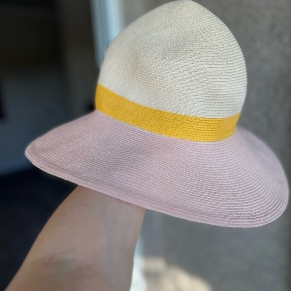 Eugenia Kim colorblock hemp Sun hat, adjustable size, sand/pink, NWOT main image 6